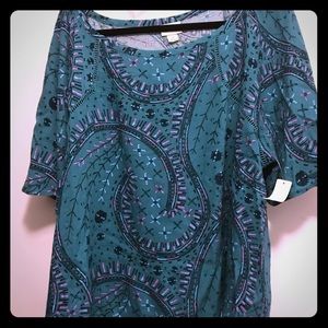 Ava & Viv Green/Purple Designed Top 2X